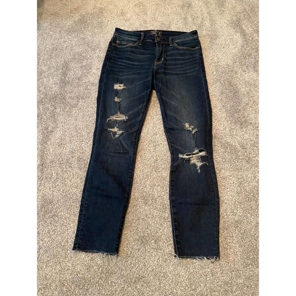 Abercrombie & Fitch Harper Low‎ Rise Ankle Jeans Dark Wash Distressed Size 25 0S